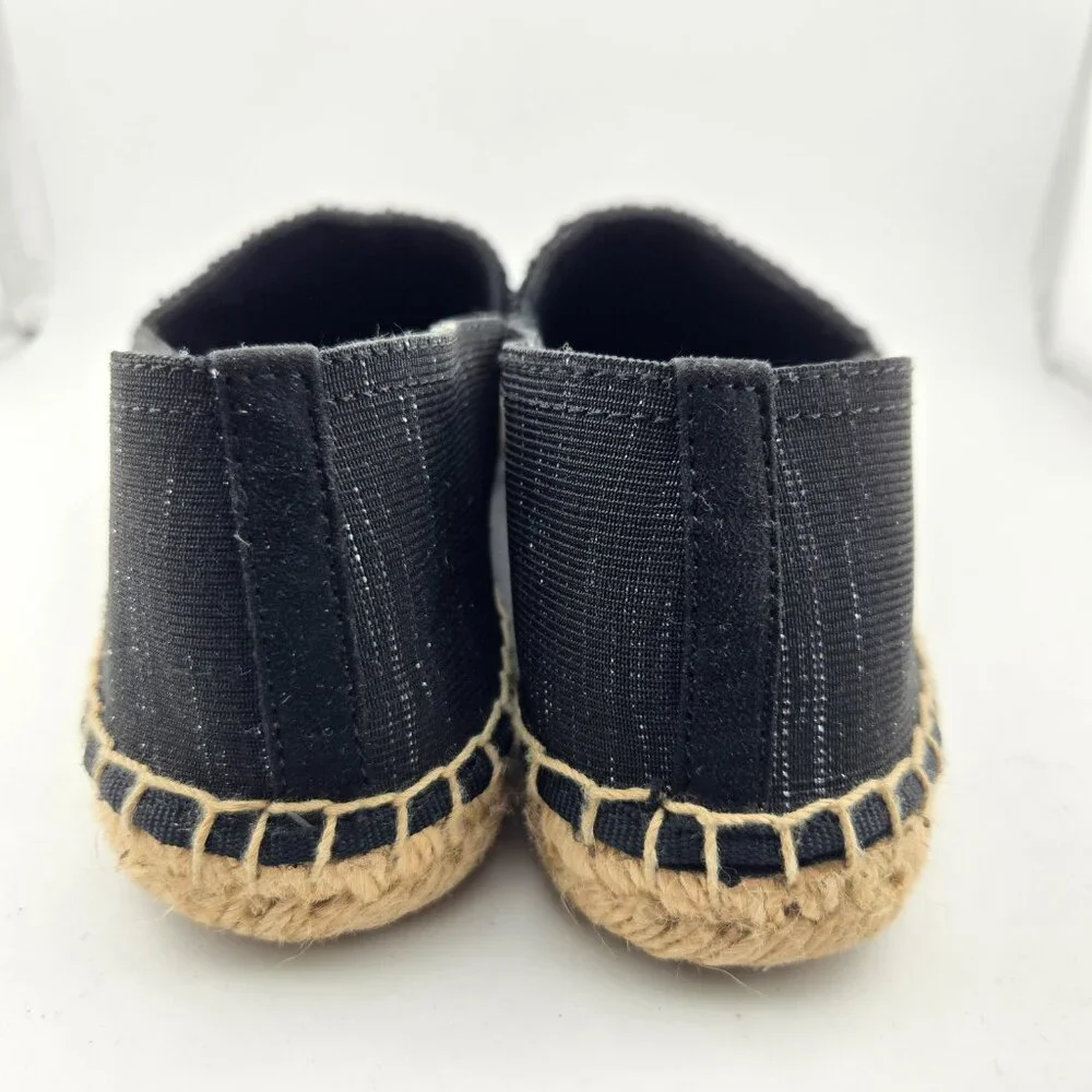 Dana Buchman Black Espadrille Flats – Beaded Crochet Toe -Womens 9.5 Comort shoe